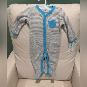 Carter's Gray Striped Onesie with Blue Accents